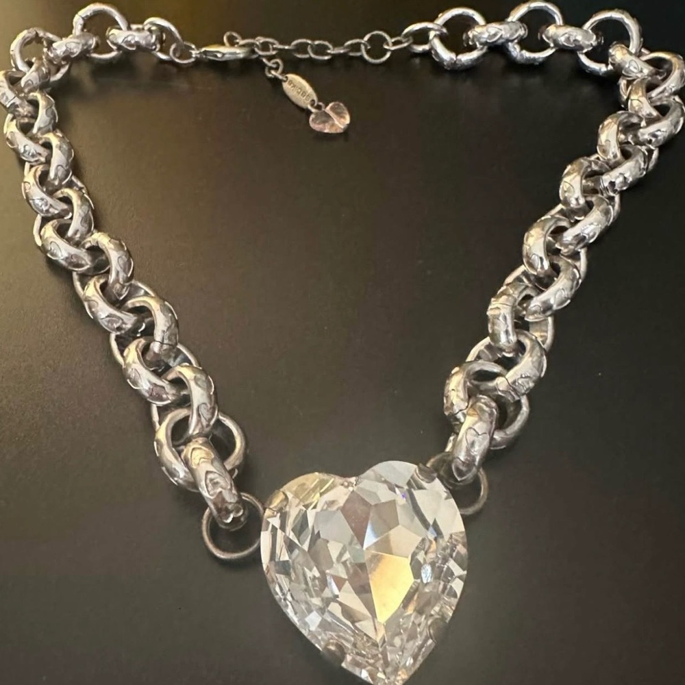 Sabika Summer Solstice Silver Chain Necklace with Crystal Heart Pendant
